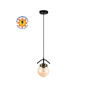 Lámpara colgante LED con esfera de vidrio y estructura negra